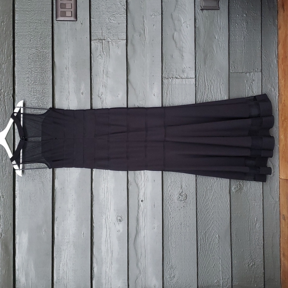 WHITE HOUSE BLACK MARKET Sleeveless Shadow Stripe Black Gown sz 6 NEW Women's - Picture 7 of 13
